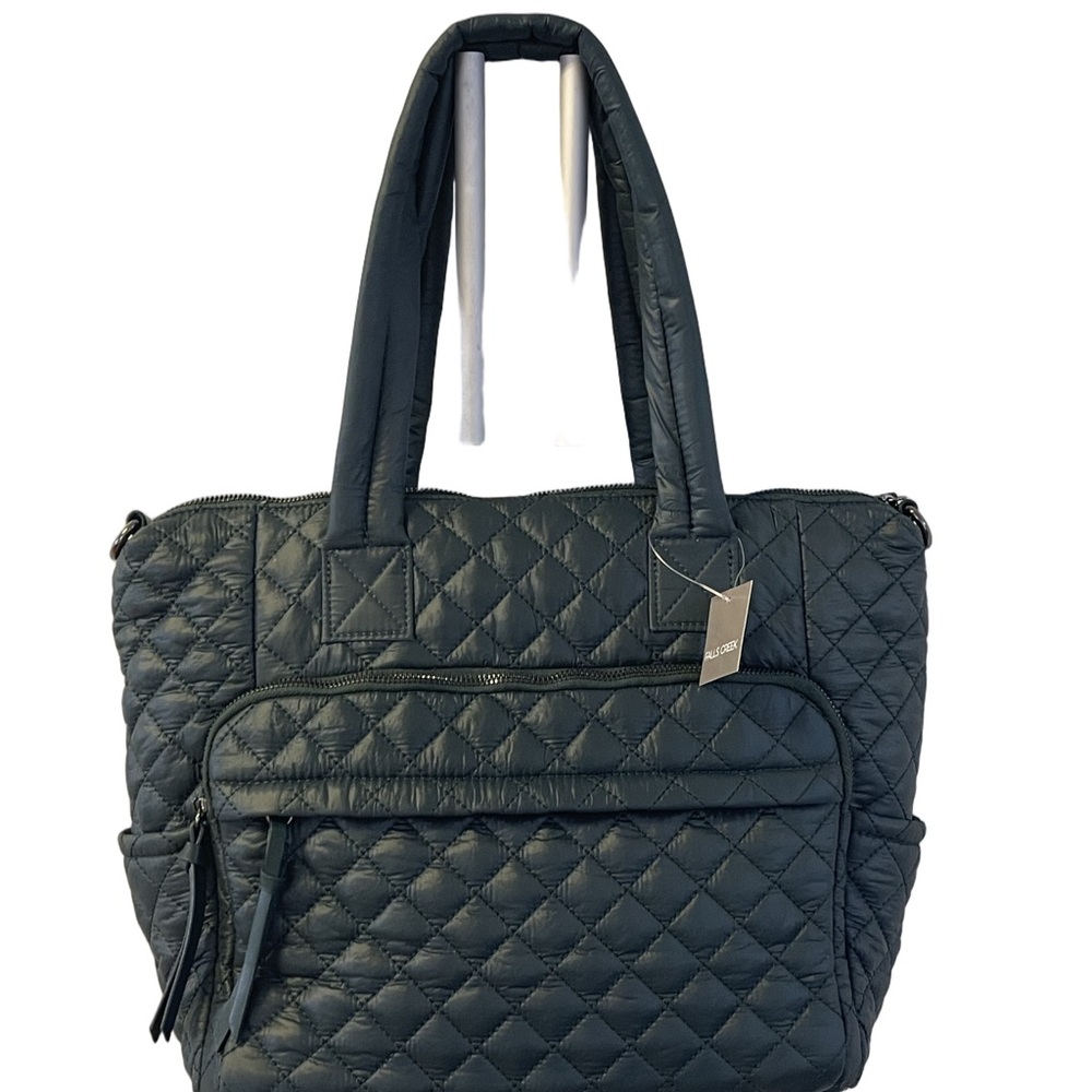 Falls Creek Quilted Nylon Bag Hunter Green -NWT- Sz 6”D x 12”Tx 15”W- Strap 9.5” - Picture 2 of 13